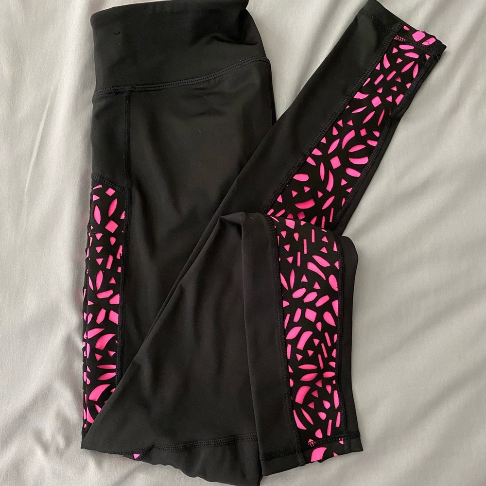 Pink and Black Laser Cut Leggings
